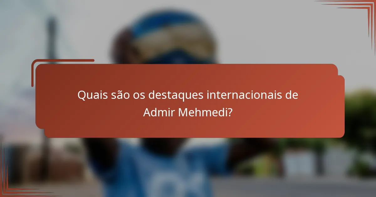 Quais são os destaques internacionais de Admir Mehmedi?